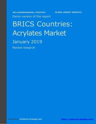 WMStrategy Demo BRICS Countries Acrylates Market January 2019