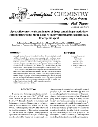 Spectrofluorometric determination of drugs containing ·-methylene carbonyl functional group using N 1-methylnicotinamide