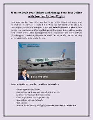 Ways to Book Your Tickets and Manage Your Trip Online with Frontier Airlines Flights