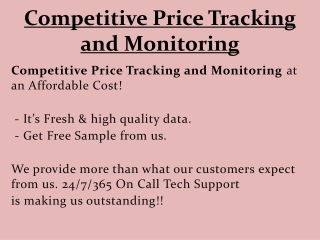 Competitive Price Tracking and Monitoring