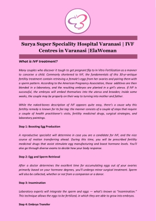 Surya Super Speciality Hospital Varanasi | IVF Centres in Varanasi |ElaWoman