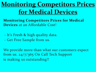 Monitoring Competitors Prices for Medical Devices