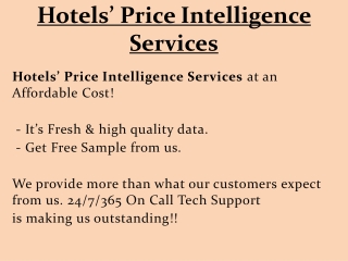 Hotels’ Price Intelligence Services