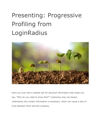 Presenting: Progressive Profiling from LoginRadius