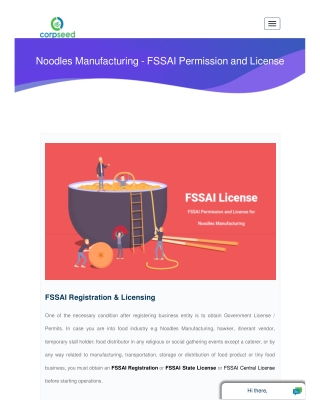 Noodles Manufacturing - FSSAI Permission and License