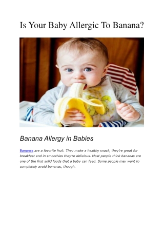 Is Your Baby Allergic To Banana?