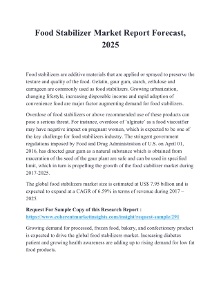 Food Stabilizer Market Report Forecast, 2025