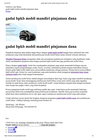 gadai bpkb mobil mandiri pinjaman dana Nia