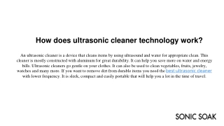 How does ultrasonic cleaner technology work?