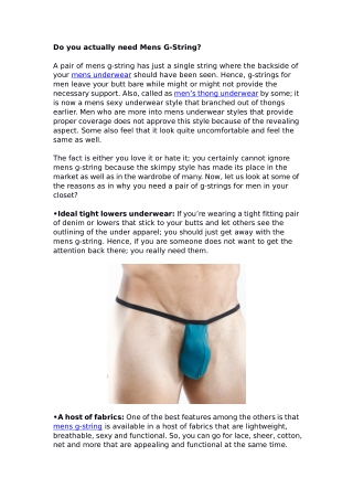 Do you actually need Mens G-String?