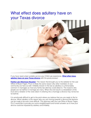 What effect does adultery have on your Texas divorce