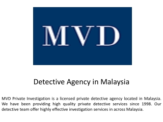 Detective Agency in Malaysia