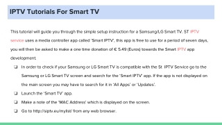 IPTV Tutorials For Smart TV