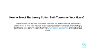 How to Select The Luxury Cotton Bath Towels for Your Home?