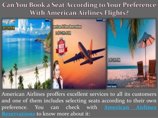 Can You Book a Seat According to Your Preference with American Airlines Flights?