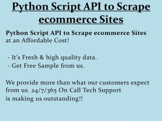 Python Script API to Scrape ecommerce Sites