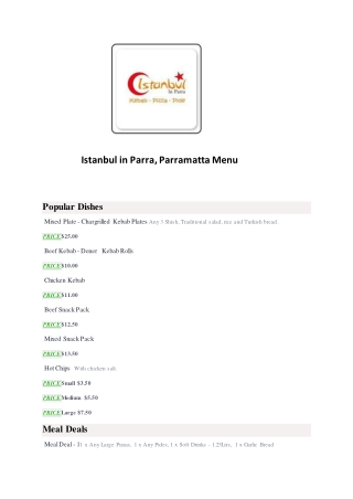 15% Off - Istanbul in Parra-Parramatta - Order Food Online