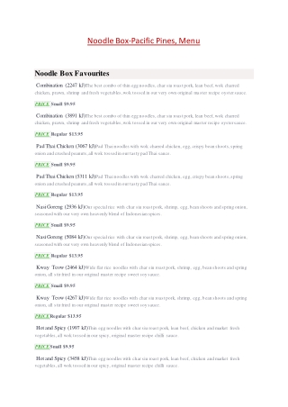 25% Off -Noodle Box-Pacific Pines-Pacific Pines - Order Food Online