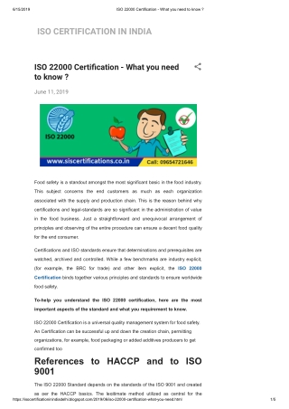 ISO 22000 Certification - What you need to know ?
