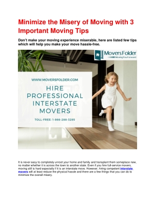 Minimize the Misery of Moving with 3 Important Moving Tips