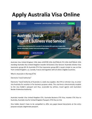 eVisitor Visa Australia