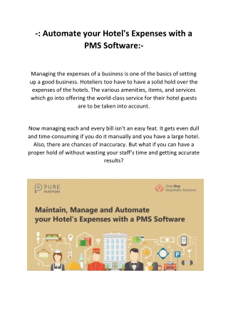 Maintain, Manage and Automate your Hotel's Expenses with a PMS Software - Pure Automate