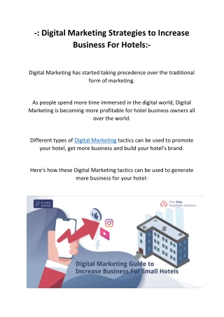 Digital Marketing Guide to Increase Business For Small Hotels - Pure Automate