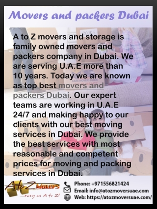 Select professional movers and packers in Dubai with best price!