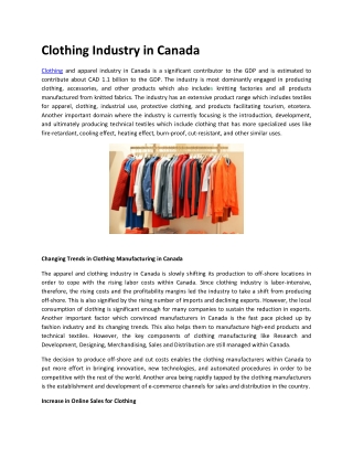 Clothing Industry in Canada