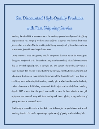 Get Discounted High-Quality Products with Fast Shipping Service