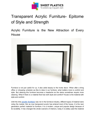 Transparent acrylic furniture – the epitome of style and strength