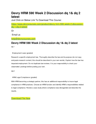 Devry HRM 590 Week 2 Discussion dq 1& dq 2 latest