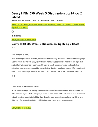 Devry HRM 590 Week 3 Discussion dq 1& dq 2 latest