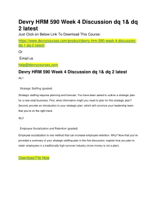 Devry HRM 590 Week 4 Discussion dq 1& dq 2 latest