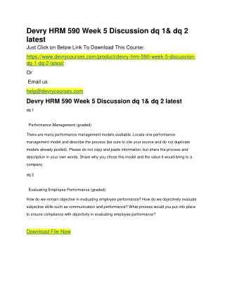 Devry HRM 590 Week 5 Discussion dq 1& dq 2 latest