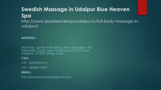 Swedish Massage in Udaipur Blue Heaven Spa