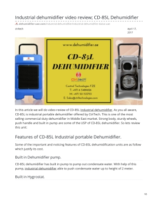 Industrial dehumidifier video review; CD-85L Dehumidifier #industrialdehumidifier #dehumidifier #portabledehumidif