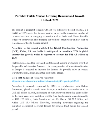 Portable Toilets Market Competitive Landscape and Industry Expansion Strategies By 2026