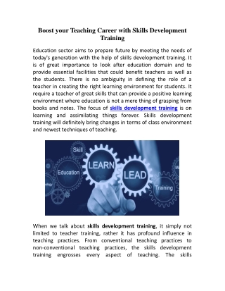 Boost your Teaching Career with Skills Development Training