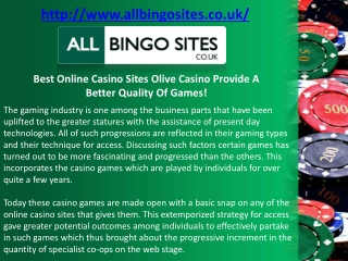 Best Online Casino Sites Olive Casino Provide A Better Quality Of Games!