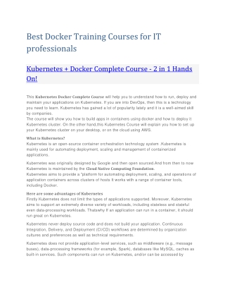 Best Docker Training Courses for IT professionals