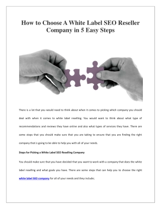 How to Choose A White Label SEO Reseller Company in 5 Easy Steps