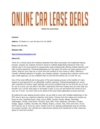 Online Car Lease Deals