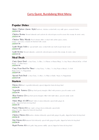 15% Off - Curry Quest-Bundaberg West - Order Food Online