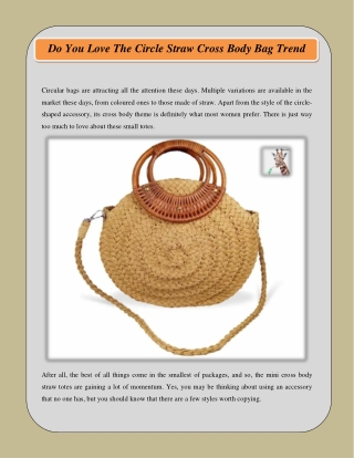 Do You Love The Circle Straw Cross Body Bag Trend