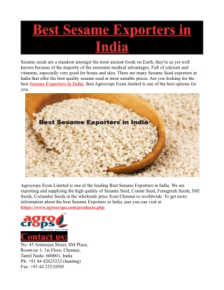 Best Sesame Exporters in India