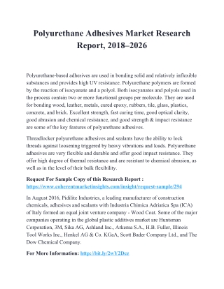 Polyurethane Adhesives Market Research Report, 2018–2026