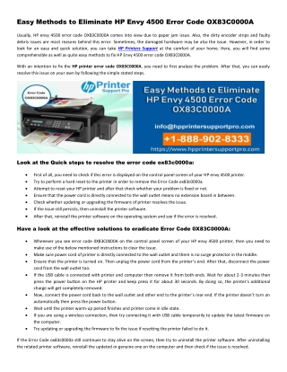 Easy Methods to Eliminate HP Envy 4500 Error Code OX83C0000A