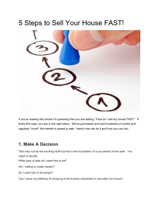 5 Steps to Sell Your House FAST