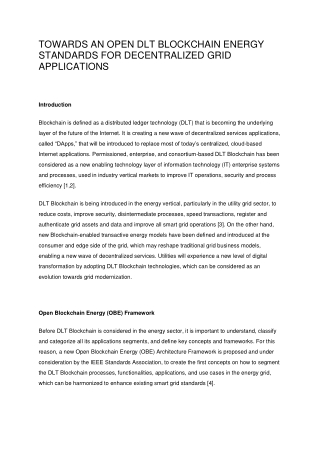 TOWARDS AN OPEN DLT BLOCKCHAIN ENERGY STANDARDS FOR DECENTRALIZED GRID APPLICATIONS